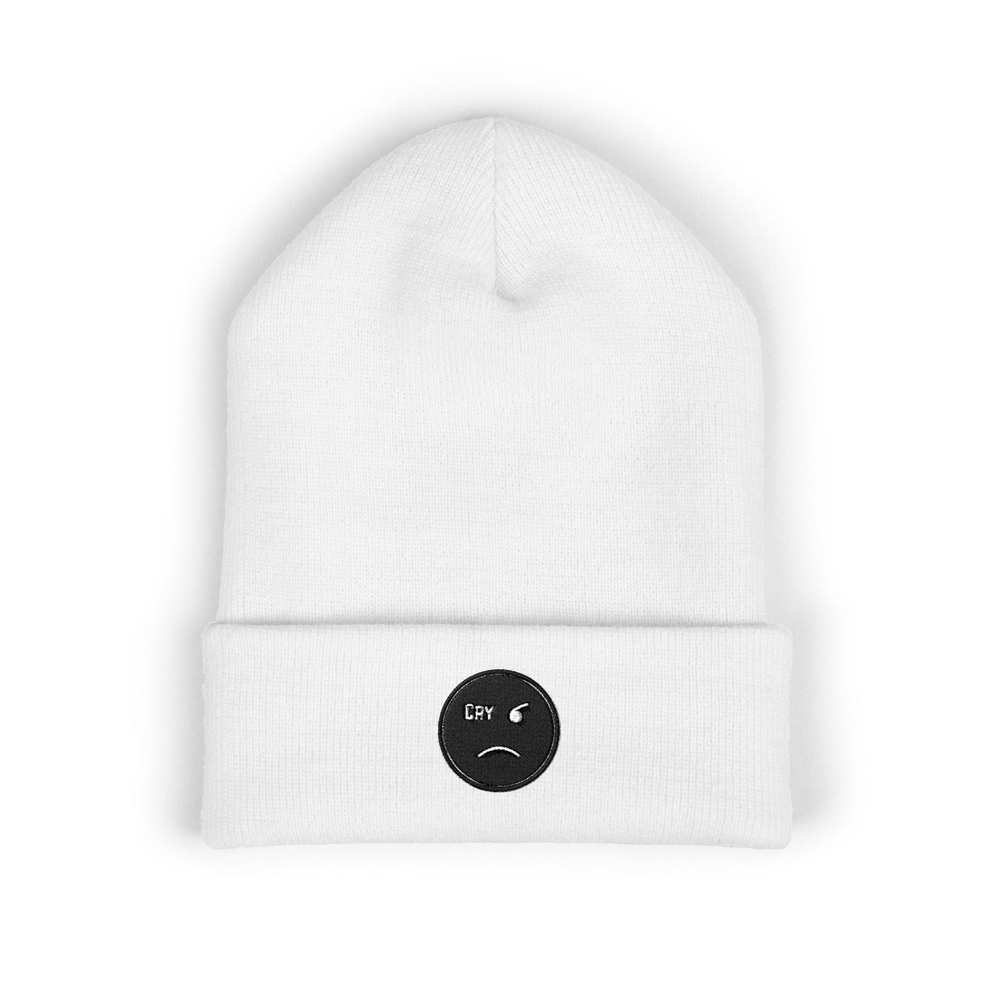 Based & Unbothered Cry Sad Face Embroidered Beanie