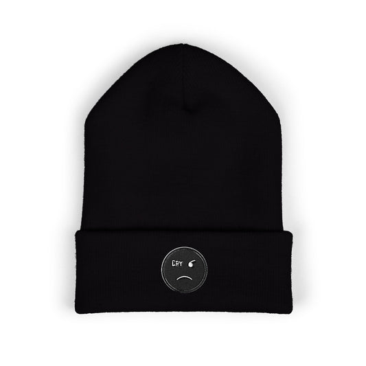 Based & Unbothered Cry Sad Face Embroidered Beanie